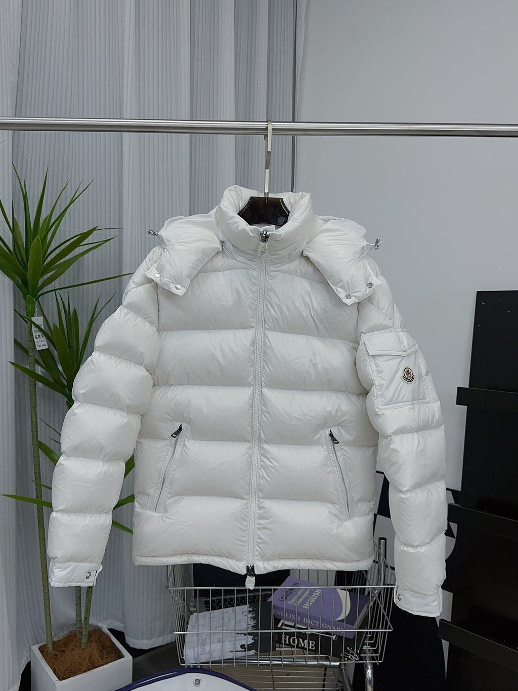 Moncler Maya Hooded Puffer Jacket in White