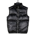 Prada Glossy Black Stand-Collar Puffer Vest with Large Pockets