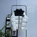 The North Face White and Black Color-Block Puffer Jacket