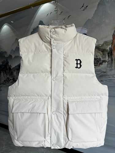MLB B Logo Unisex White Stand-Collar Down Vest