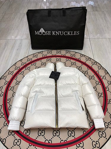 Moose Knuckles Unisex Glossy White Stand-Collar Puffer Jacket