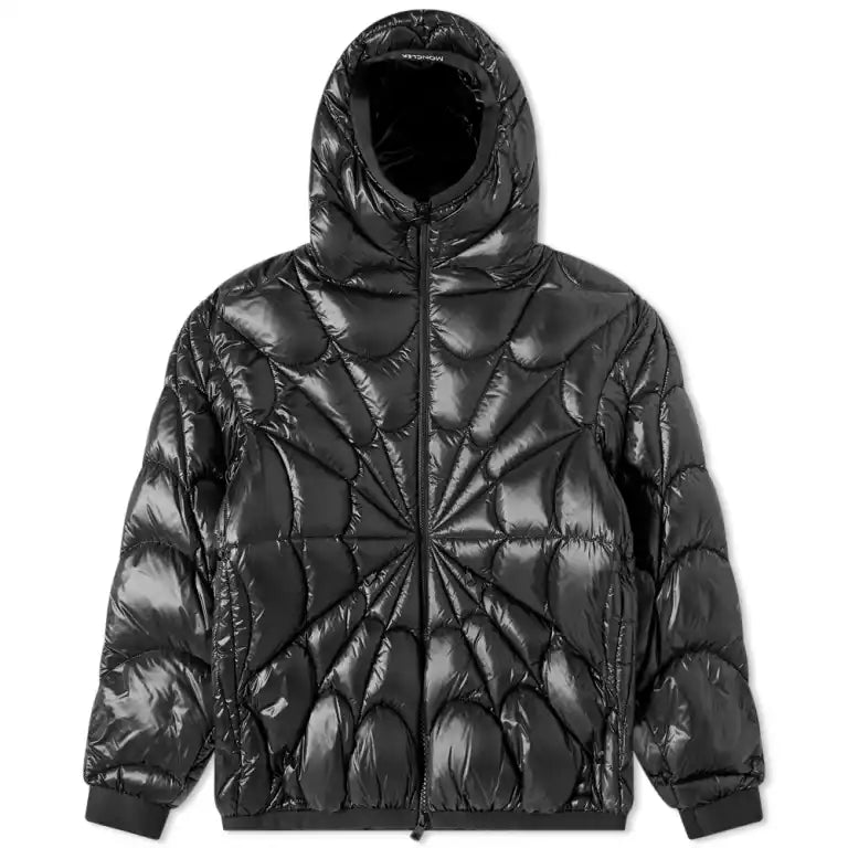 Moncler Violier Black Hooded Puffer Jacket with Spiderweb Quilting