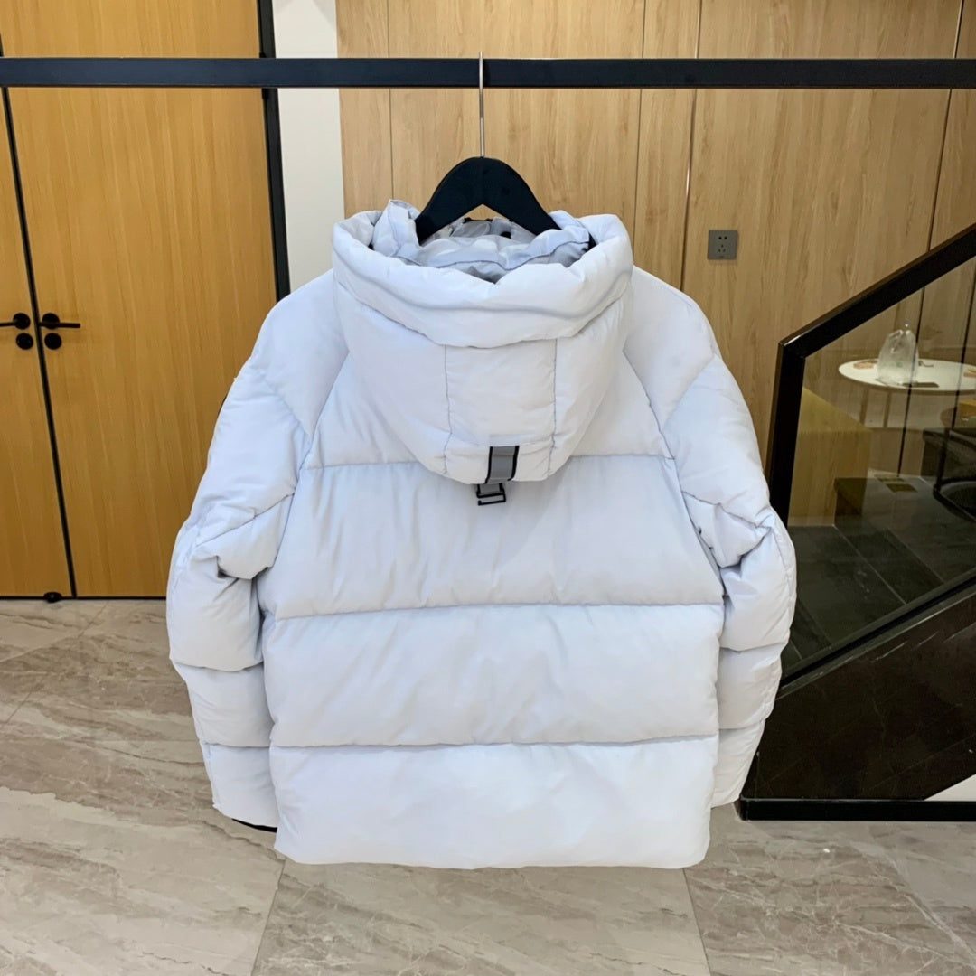 Canada Goose Hooded Puffer Jacket in White with Black Accents