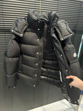 Moncler Maya Matte Black Hooded Puffer Jacket