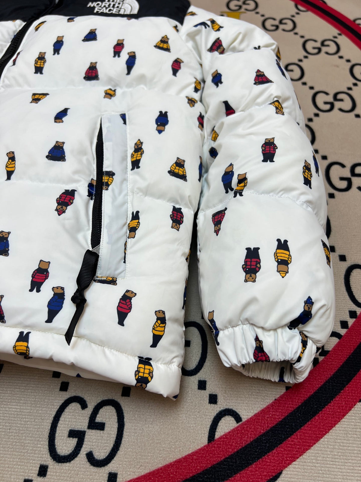 The North Face 1996 Kids' White Bear-Print Puffer Jacket