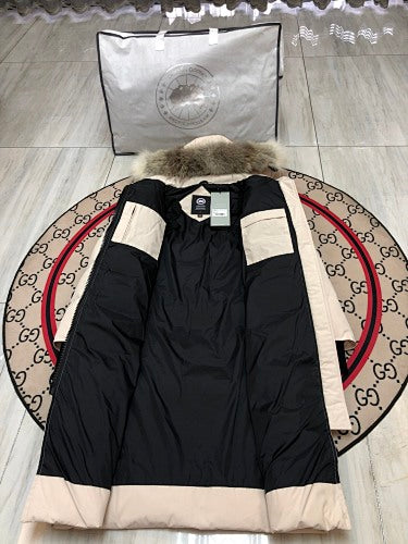 Canada Goose Women's Long Hooded Puffer Coat - Ivory